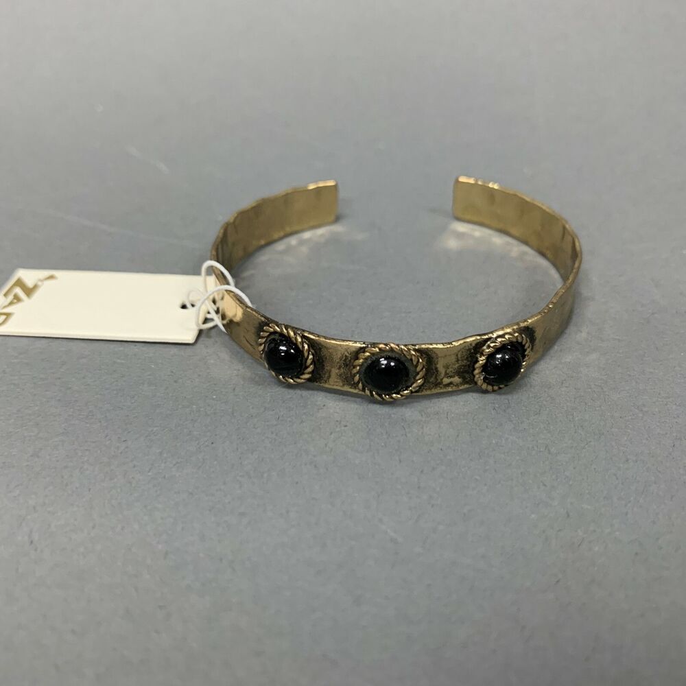 Zad Cortez‎ Women's Bracelet Three-Stone Cuff Black Gold NWT